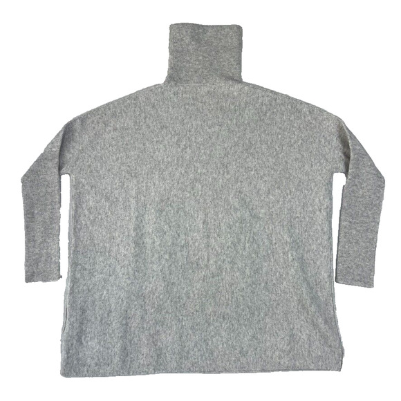 Garnet Hill Sweater Woman Small Gray Merino Wool Cashmere Pockets Turtleneck - Picture 3 of 8